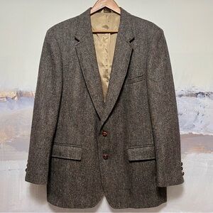 Vtg WENTWORTH Men 44R Tweed Sportcoat Wool Blazer Herringbone Gray Brown Flecked